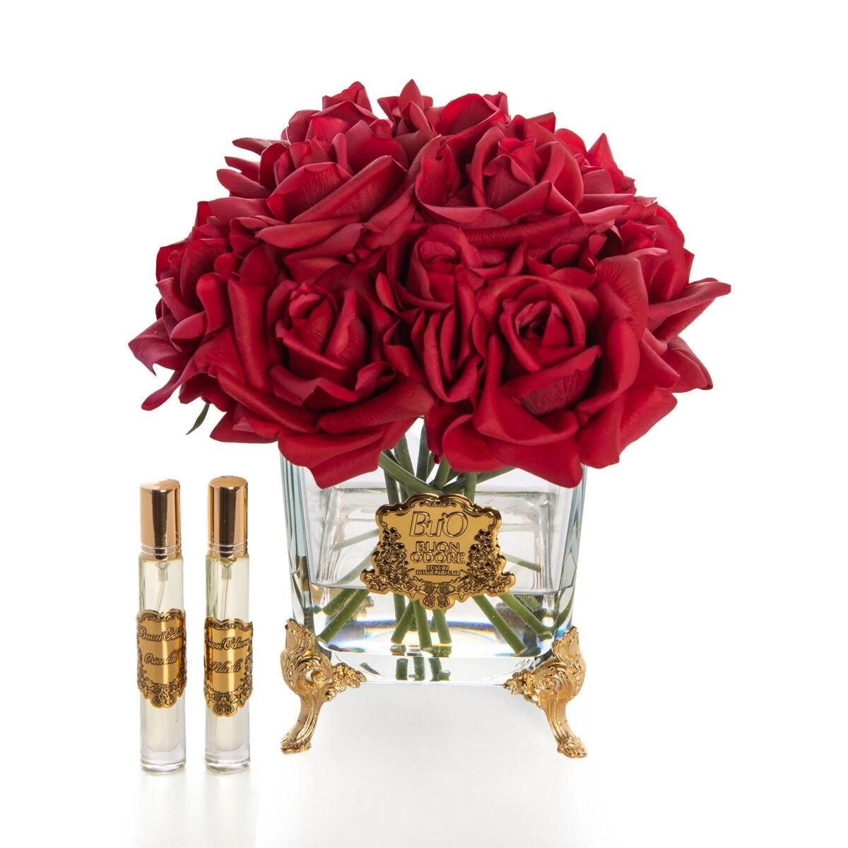 Pirinç Ayaklı Cam Gold 13 Kırmızı Gül Luxury Home Perfume