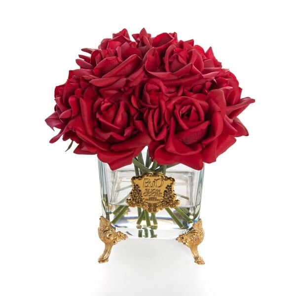 Pirinç Ayaklı Cam Gold 13 Kırmızı Gül Luxury Home Perfume