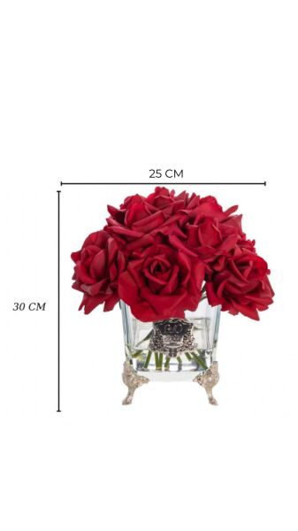 Pirinç Ayaklı Cam Gold 13 Kırmızı Gül Luxury Home Perfume