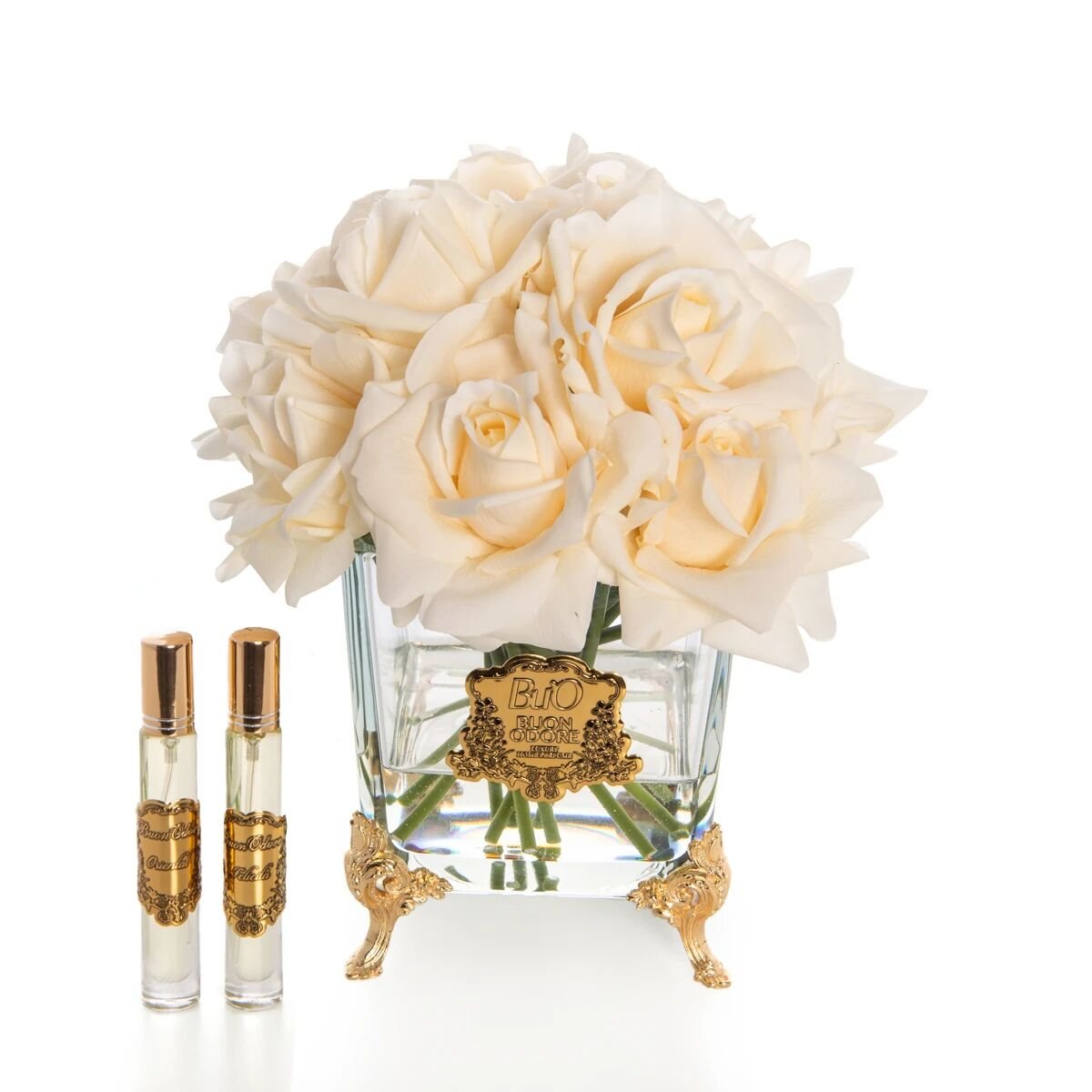 Pirinç Ayaklı Cam Gold 13 Gül Krem Luxury Home Perfume