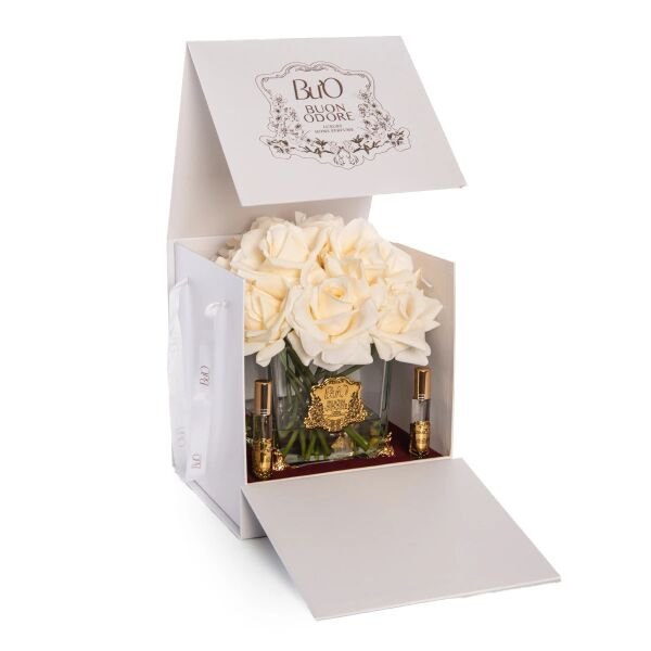 Pirinç Ayaklı Cam Gold 13 Gül Krem Luxury Home Perfume