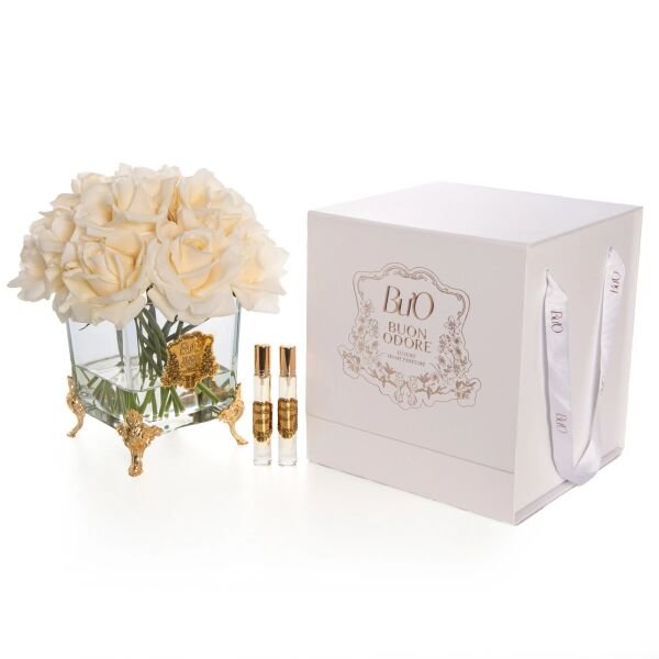 Pirinç Ayaklı Cam Gold 13 Gül Krem Luxury Home Perfume