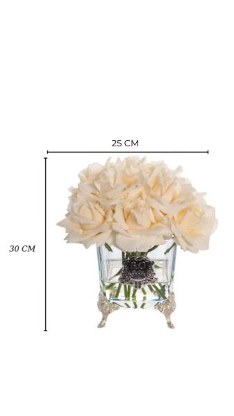 Pirinç Ayaklı Cam Gold 13 Gül Krem Luxury Home Perfume