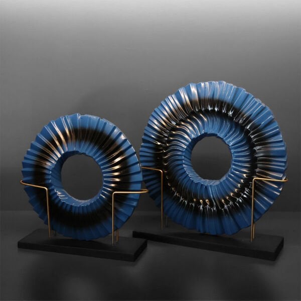 Disk Dekor İkili Polyester Mavi 27x21 CM