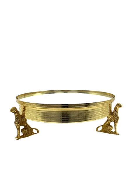 Gold Leopar Detaylı Aynalı Tepsi