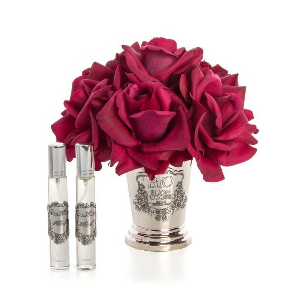 Yuvarlak Silver Pirinç 7 Gül Bordo Luxury Home Perfume