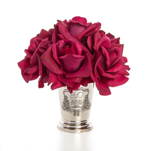 Yuvarlak Silver Pirinç 7 Gül Bordo Luxury Home Perfume