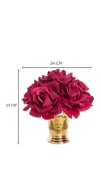 Yuvarlak Silver Pirinç 7 Gül Bordo Luxury Home Perfume