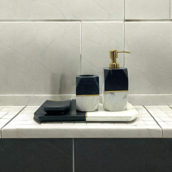 4'lü Mermer Banyo Seti Siyah