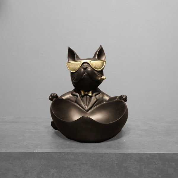 Gözlüklü Buldog Siyah Gold 20x20 CM