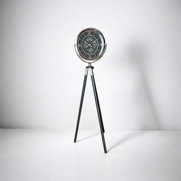 Çarklı Tripod Saat Gümüş