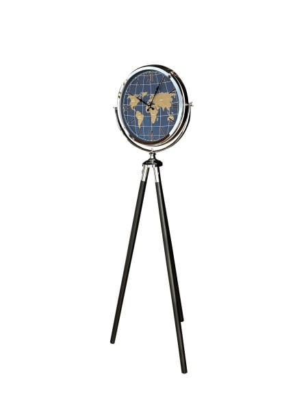 Haritalı Tripod Saat Gümüş