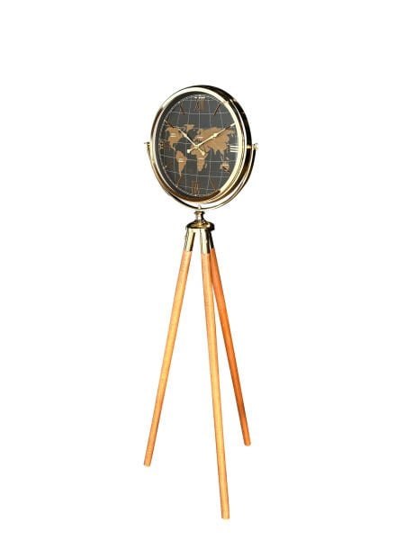 Haritalı Tripod Saat Gold