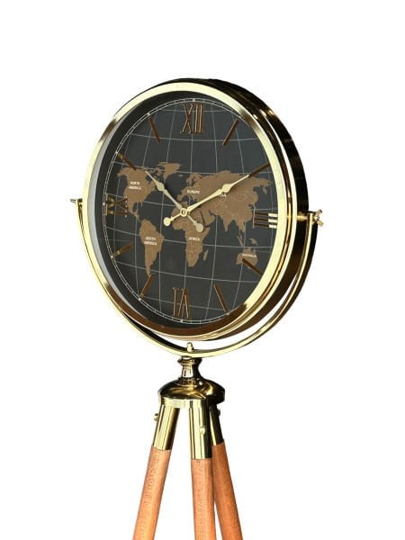 Haritalı Tripod Saat Gold