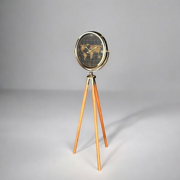 Haritalı Tripod Saat Gold