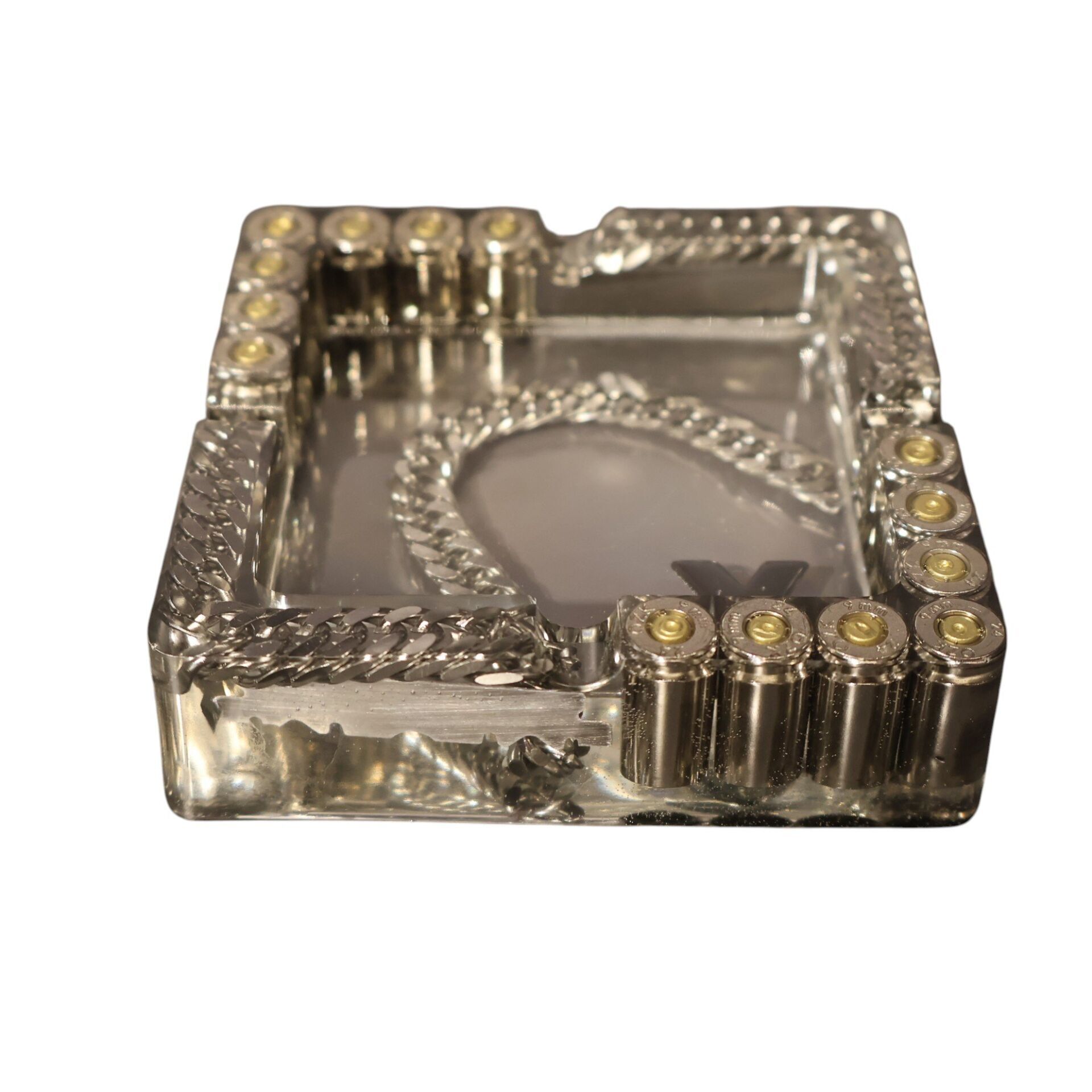 Kare Gümüş Mermi-Zincir Küllük Gümüş