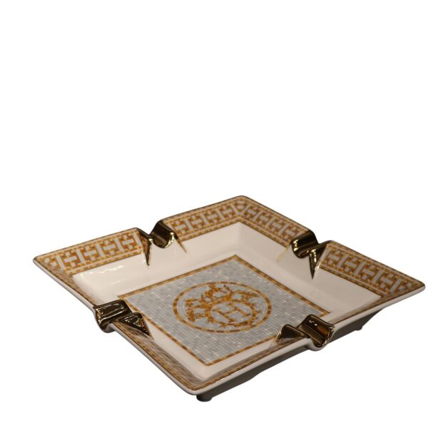 Sarı Mozaik Porselen Dört Gözlü Puro Küllük