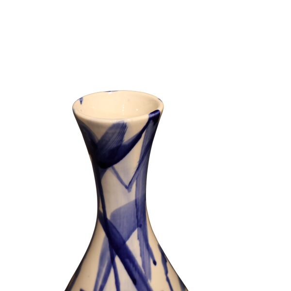 Mavi Beyaz Desenli İthal Vazo
