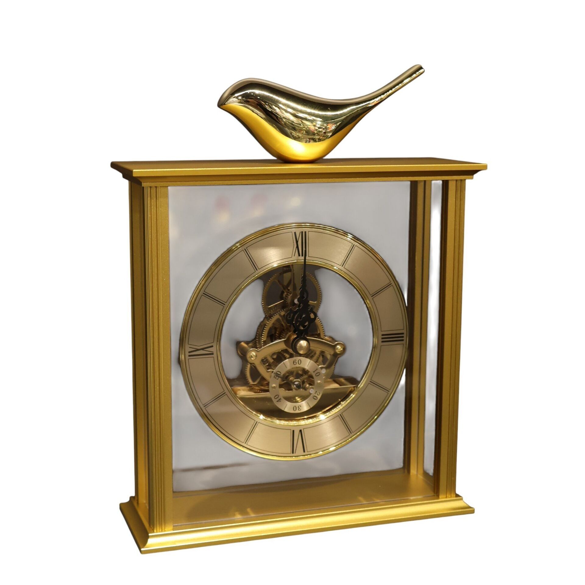 Gold Kuş Detaylı Masa Saati