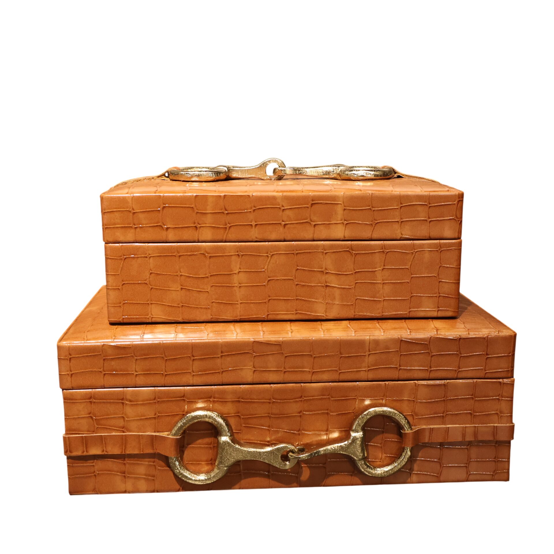 Timsah Derisi Haki Tokalı Deri İklili Kutu Taba