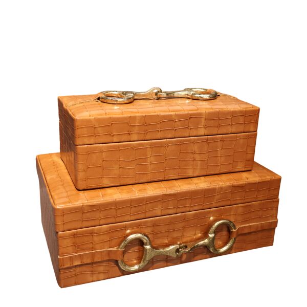 Timsah Derisi Haki Tokalı Deri İklili Kutu Taba