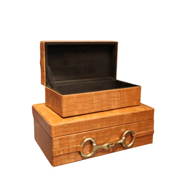 Timsah Derisi Haki Tokalı Deri İklili Kutu Taba