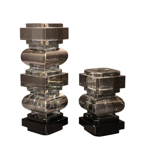 Füme Kristal İkili Mumluk