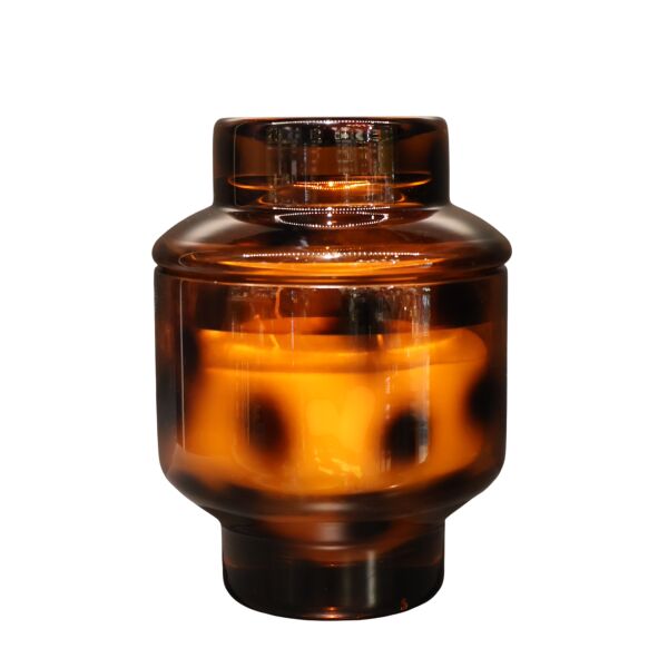 Leopar Kapaklı Mum Amber Büyük