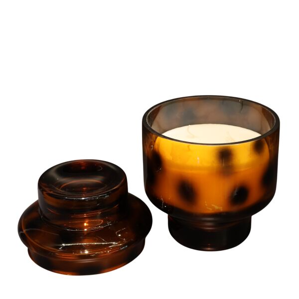 Leopar Kapaklı Mum Amber Büyük