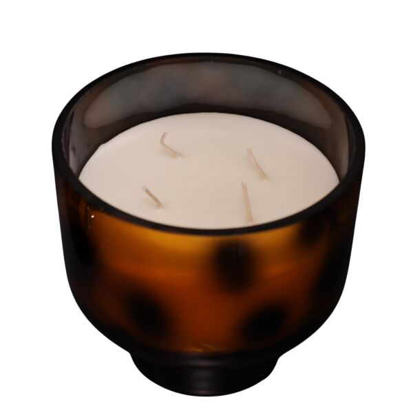 Leopar Kapaklı Mum Amber Büyük