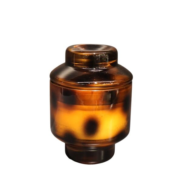 Leopar Kapaklı Mum Amber Küçük