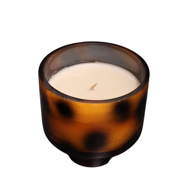 Leopar Kapaklı Mum Amber Küçük