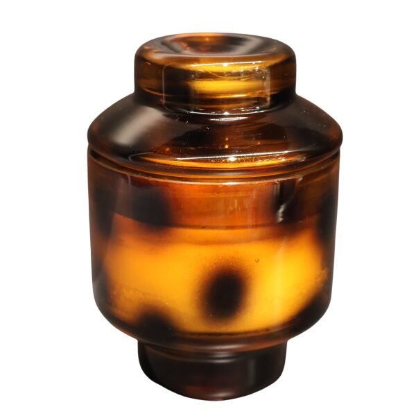 Leopar Kapaklı Mum Amber Küçük