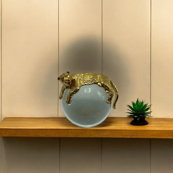 Leopar Detaylı Cam Küre Gold