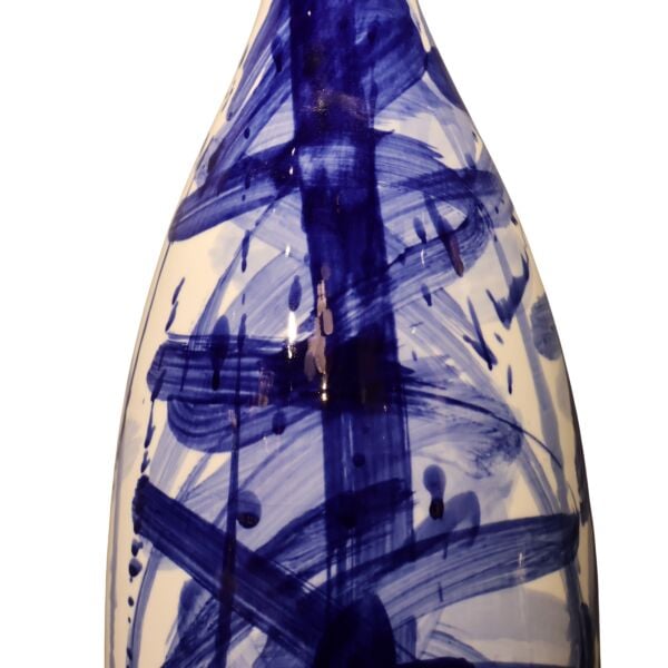 Mavi Beyaz Desenli İthal Vazo Küçük