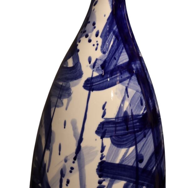 Mavi Beyaz Desenli İthal Vazo Küçük