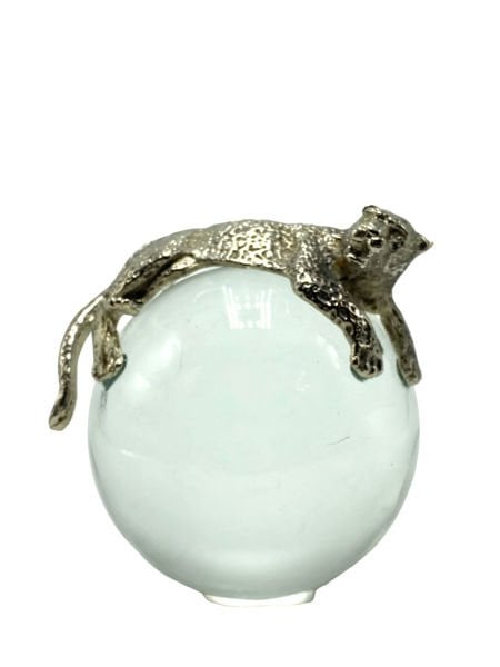 Leopar Detaylı Cam Küre Gümüş