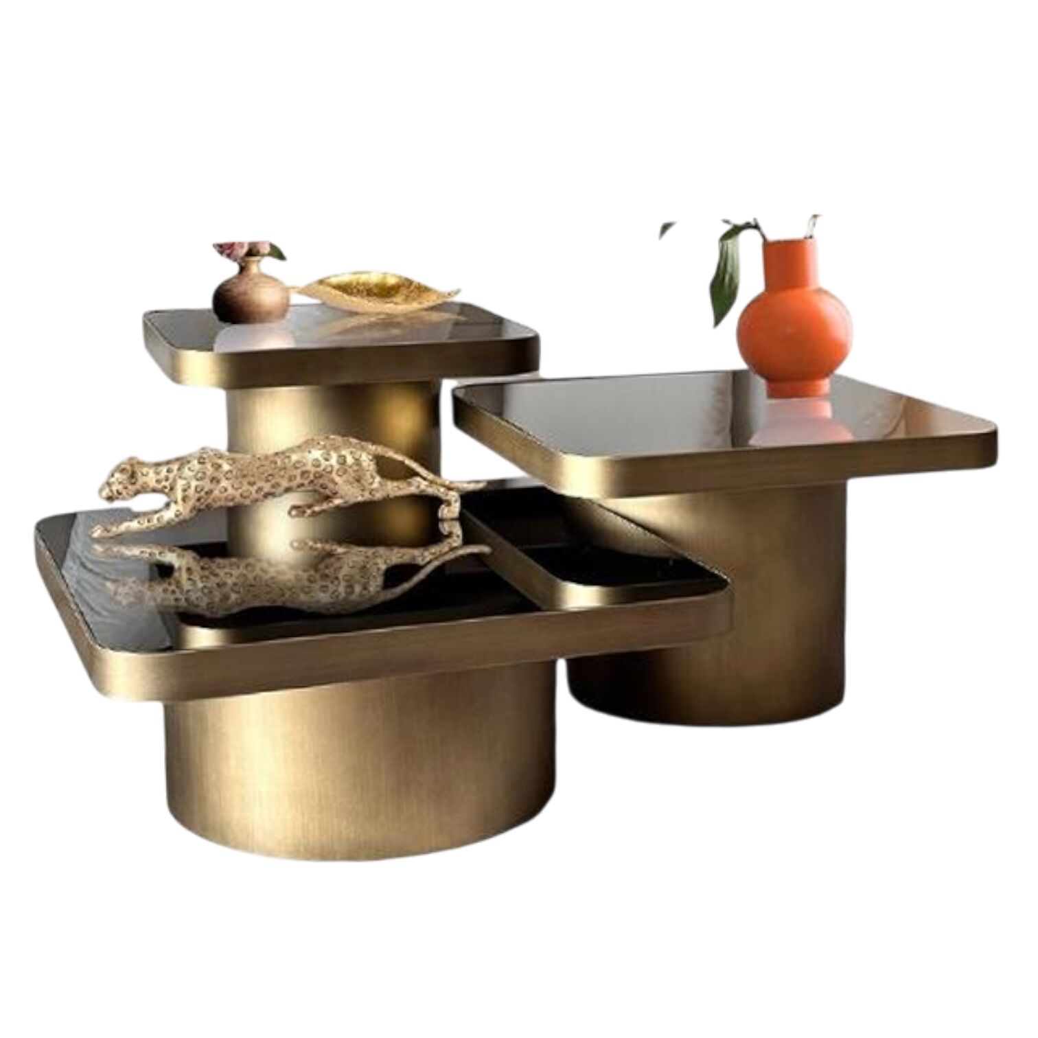 Metal Ayna Eskitme Sehpa 3 Parça