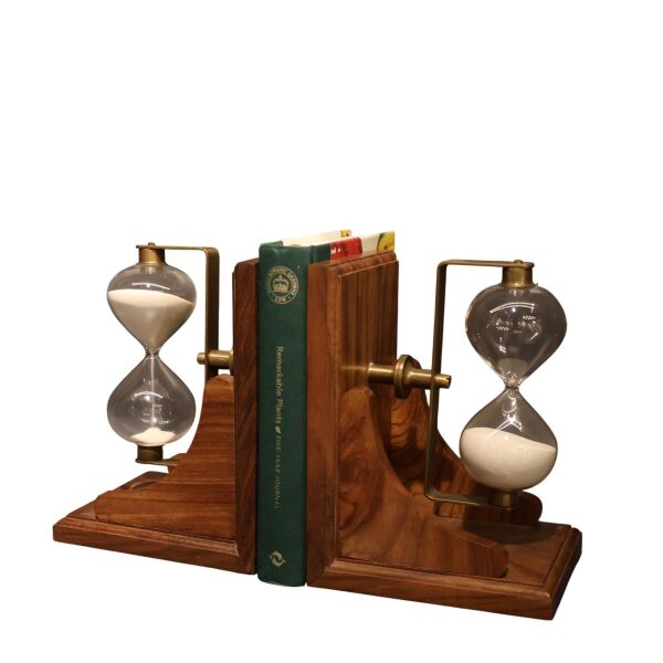 Pirinç Kum Saatli Kitap Tutacağı