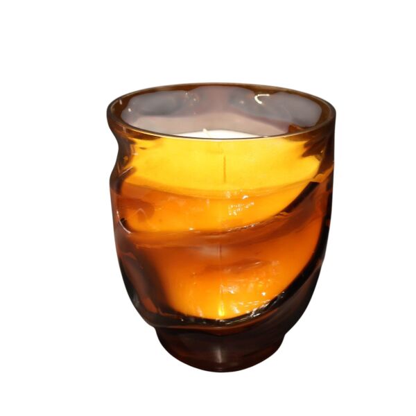 Cam Dalga Desen Mum Amber Büyük