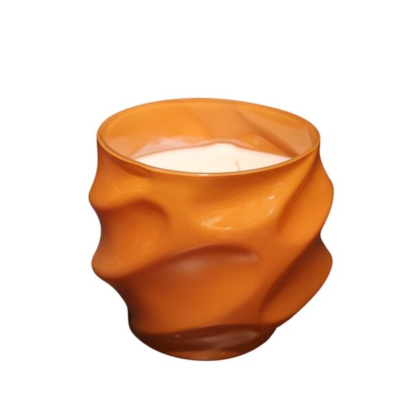 Cam Dalga Desen Mum Amber Büyük Turuncu