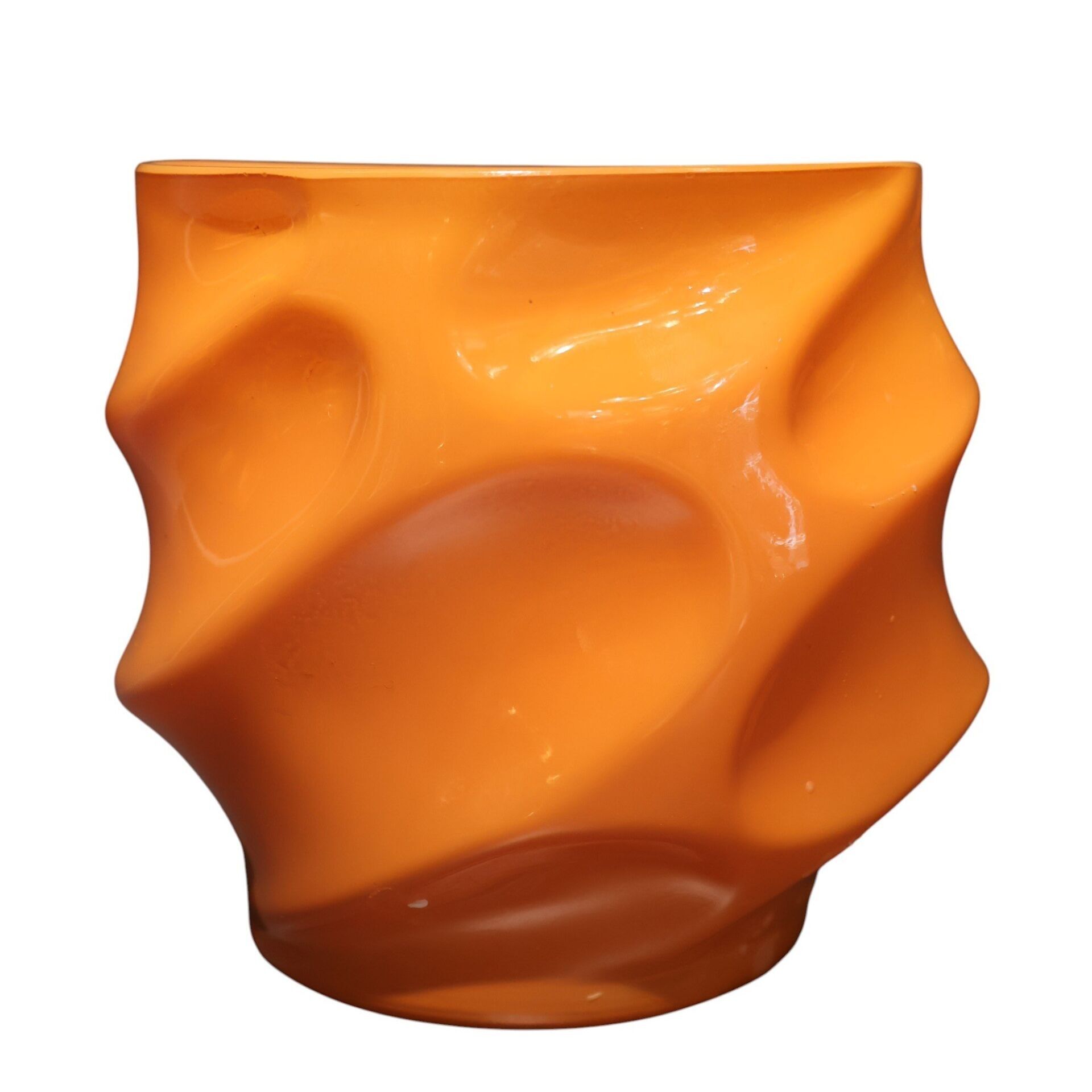 Cam Dalga Desen Mum Amber Büyük Turuncu