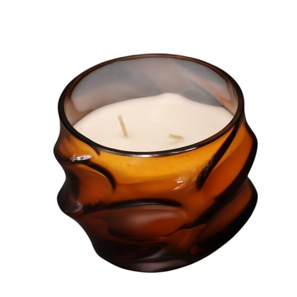 Cam Dalga Desen Mum Amber Küçük