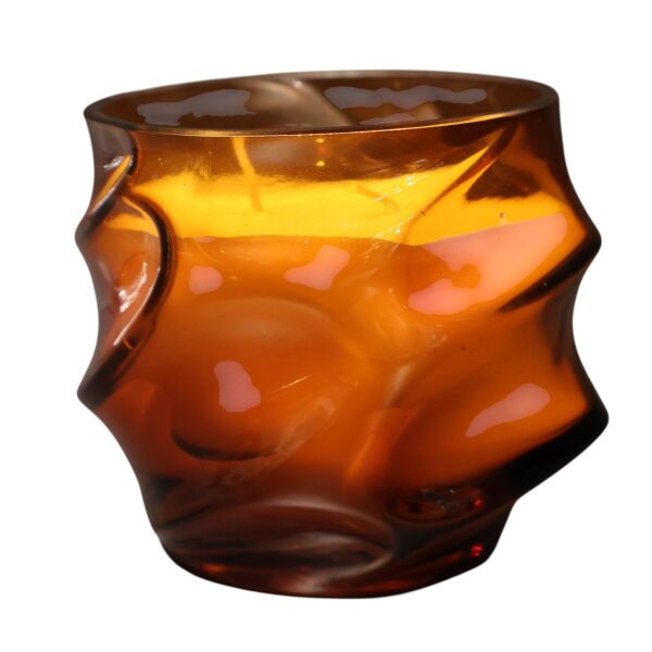 Cam Dalga Desen Mum Amber Küçük Amber