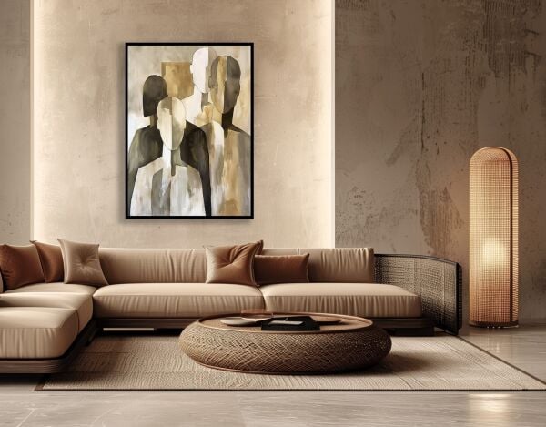 Soyut İnsan Tablo Cama Baskı