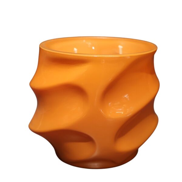 Cam Dalga Desen Mum Amber Küçük Turuncu