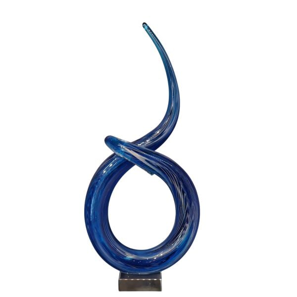 Cam Çeşme Bülbül Desen Obje Mavi