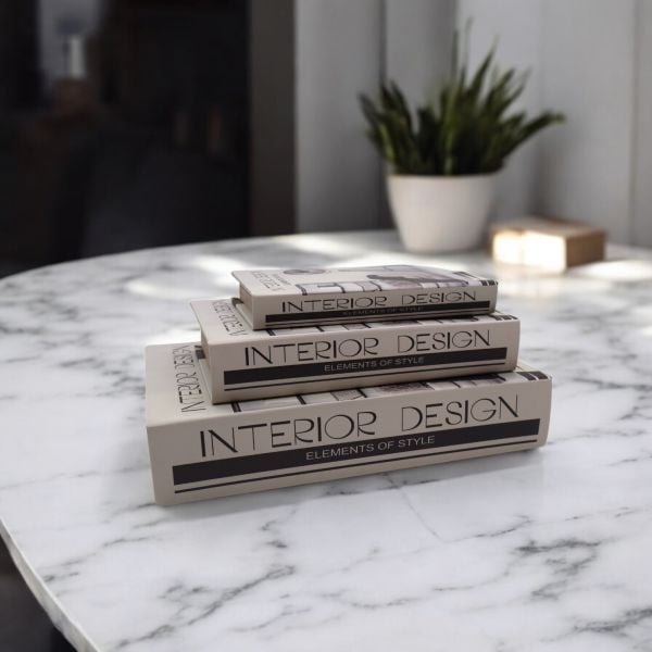Interior Design Üçlü Ahşap Kitap Kutu Seti
