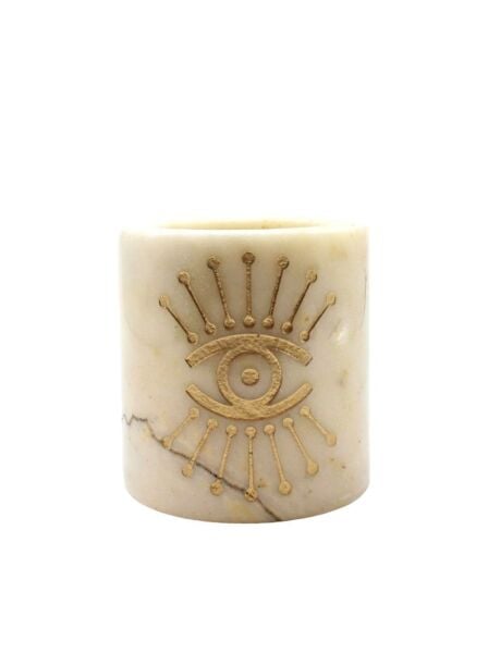 Gold Detaylı Mermer Silindir Mumluk