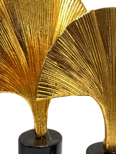 Geniş Yaprak Mermer Ayaklı İkili Aksesuar Gold